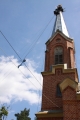 Krusta pacelšana baznīcas tornī pēc atjaunošanas